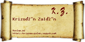 Krizsán Zalán névjegykártya